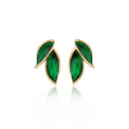 Elegant Green Leaf Stud Earrings