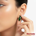 Elegant Green Leaf Stud Earrings