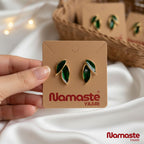 Elegant Green Leaf Stud Earrings