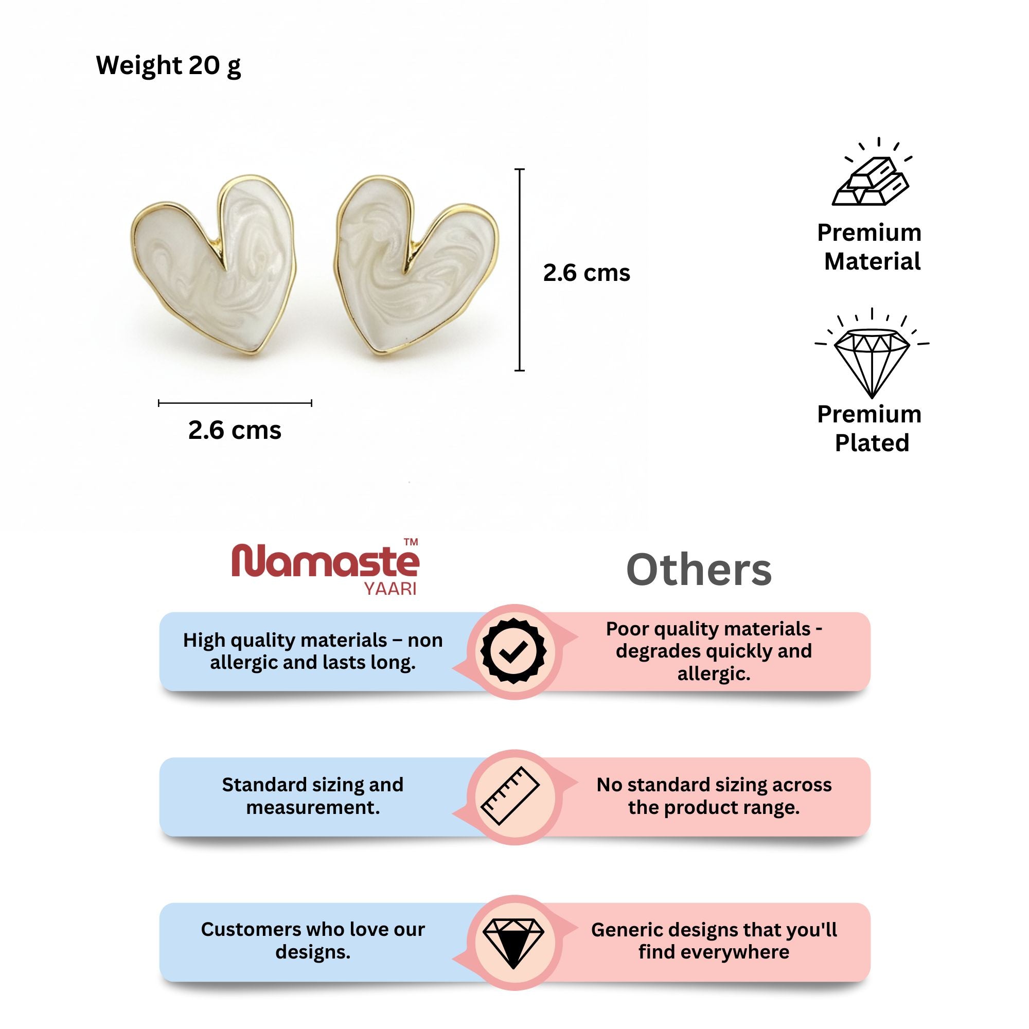 Vintage Irregular Heart Stud Earrings