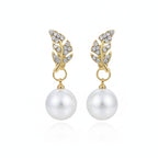 Leaf Pearl Drop Earrings