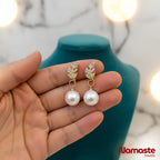 Leaf Pearl Drop Earrings