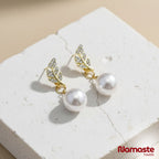 Leaf Pearl Drop Earrings
