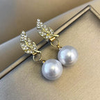 Leaf Pearl Drop Earrings