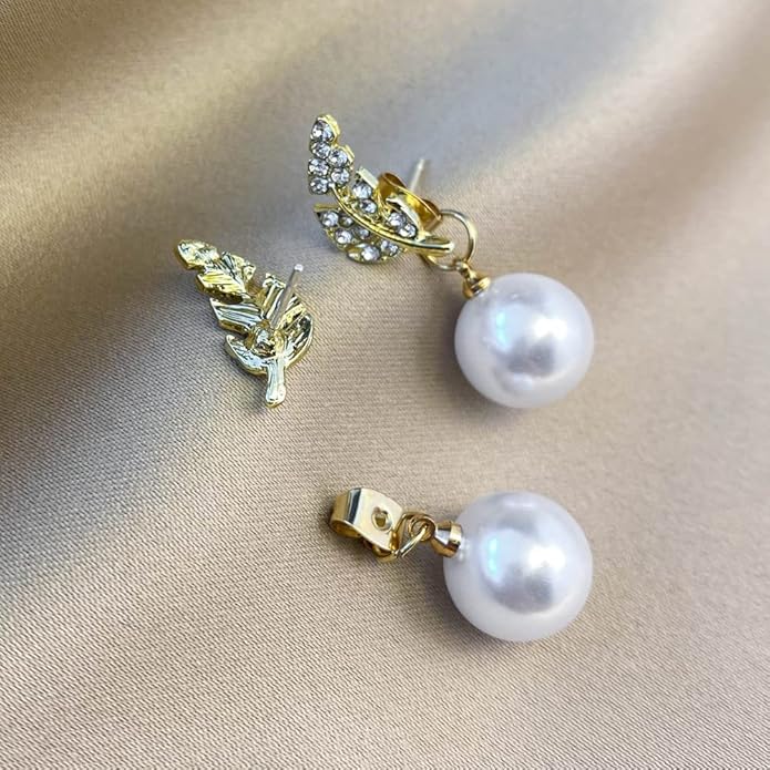 Leaf Pearl Drop Earrings