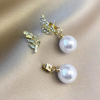 Leaf Pearl Drop Earrings