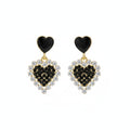 Heart Stylio Black Korean Earrings