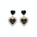 Heart Stylio Black Korean Earrings