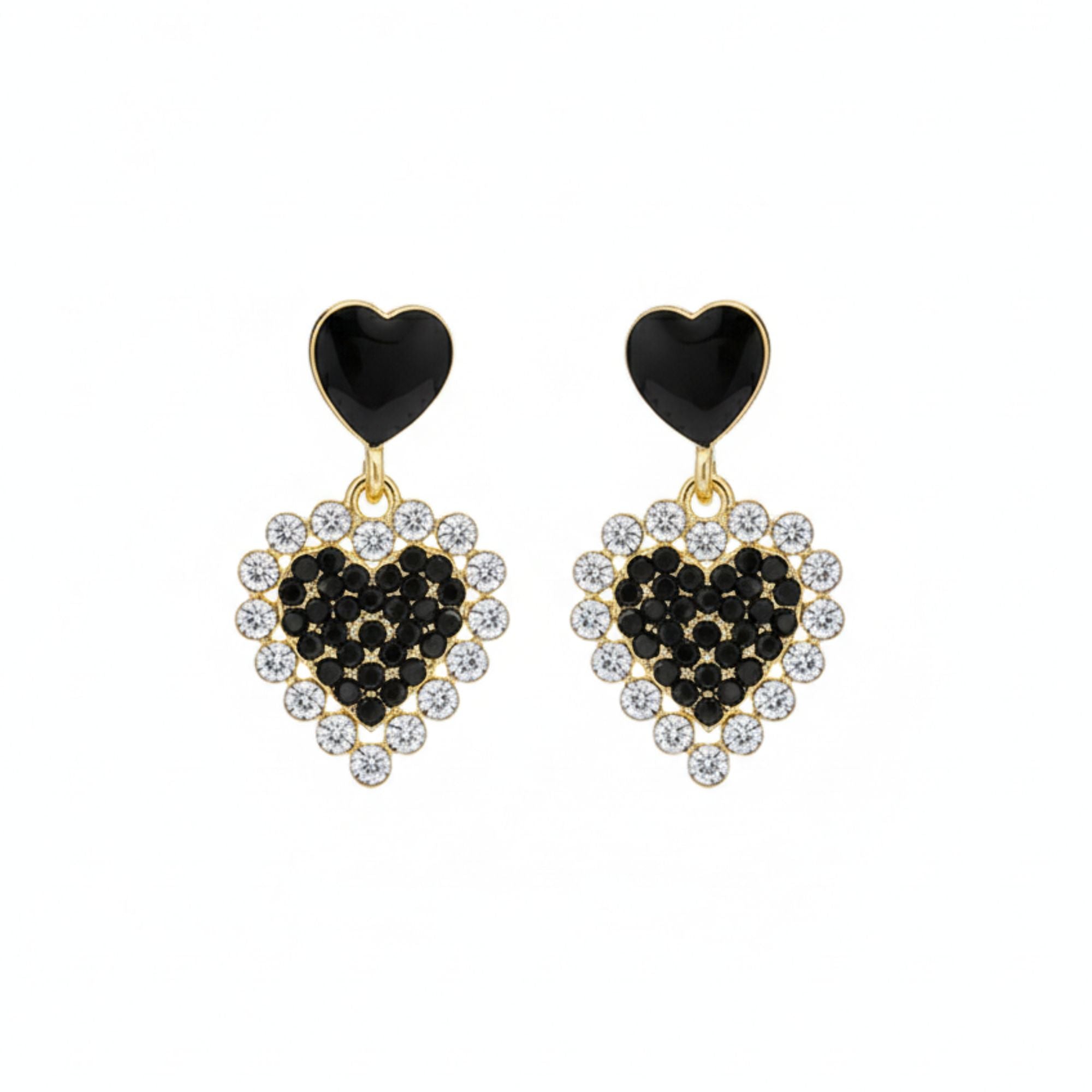 Heart Stylio Black Korean Earrings