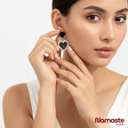 Heart Stylio Black Korean Earrings