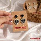 Heart Stylio Black Korean Earrings