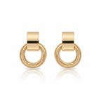 Anti Tarnish Gold Finish Circular Drop Earrings