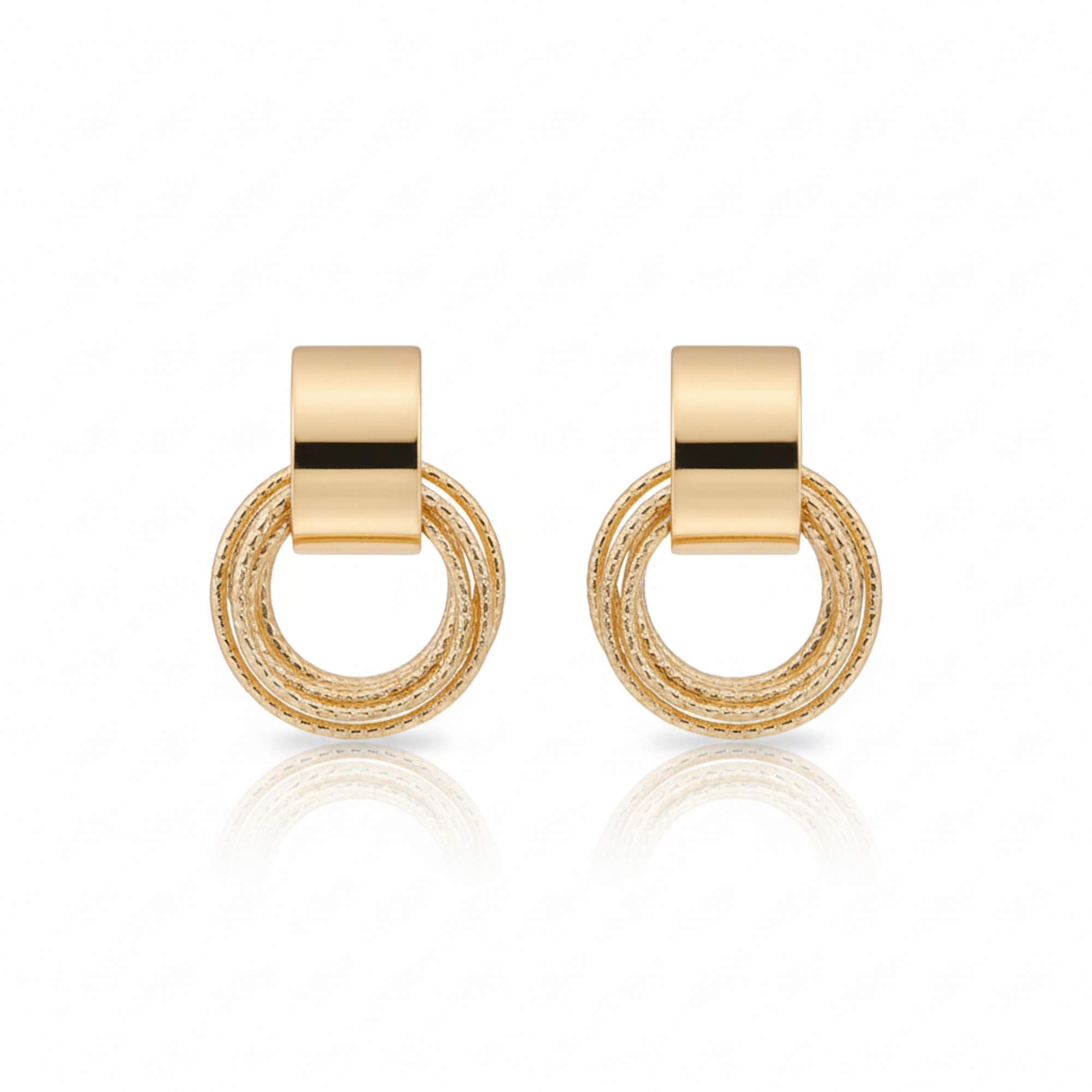 Anti Tarnish Gold Finish Circular Drop Earrings
