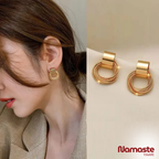 Anti Tarnish Gold Finish Circular Drop Earrings