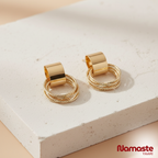 Anti Tarnish Gold Finish Circular Drop Earrings