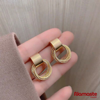 Anti Tarnish Gold Finish Circular Drop Earrings