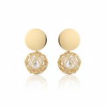 Gold Plated Wire Ball Pearl Drop Earrings