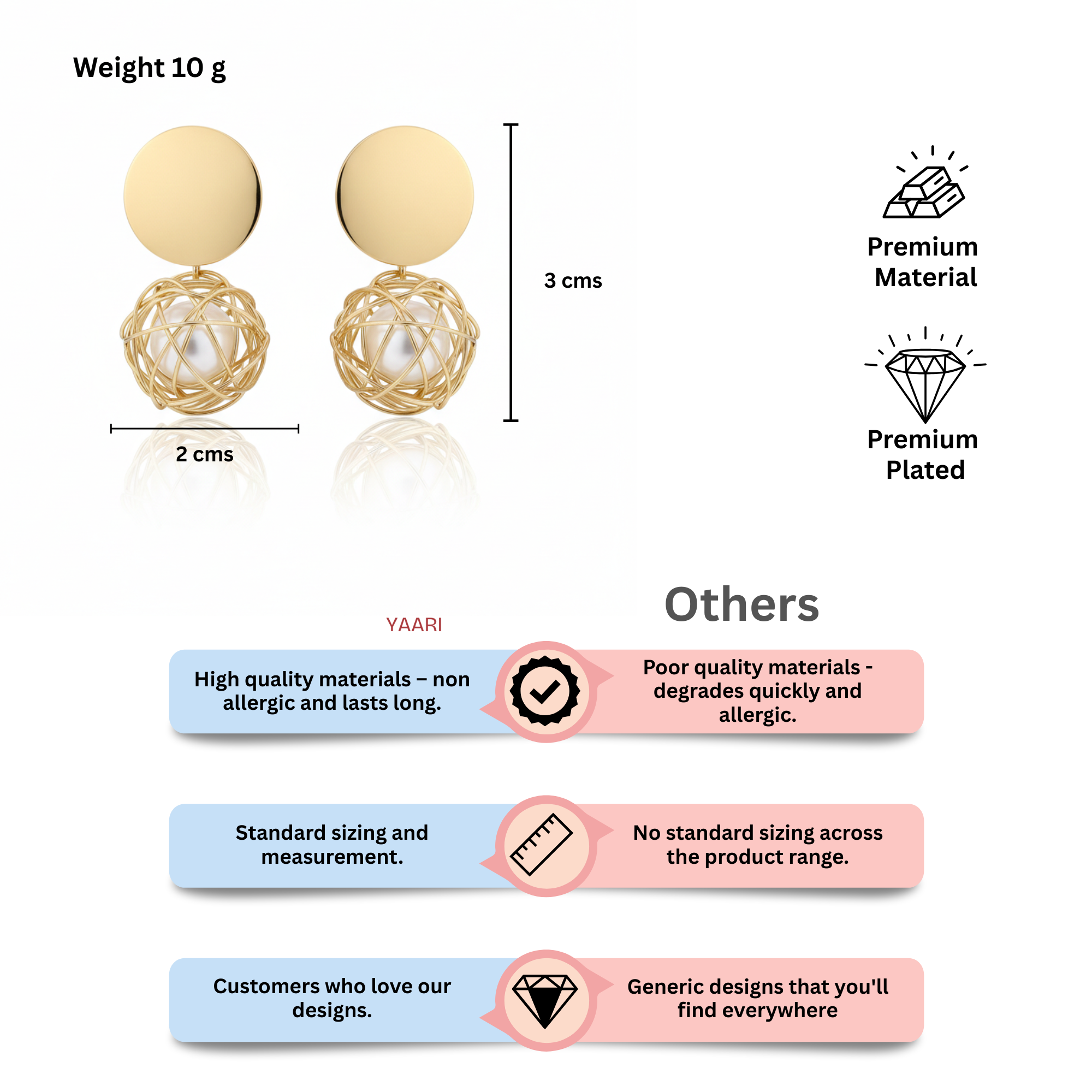 Gold Plated Wire Ball Pearl Drop Earrings
