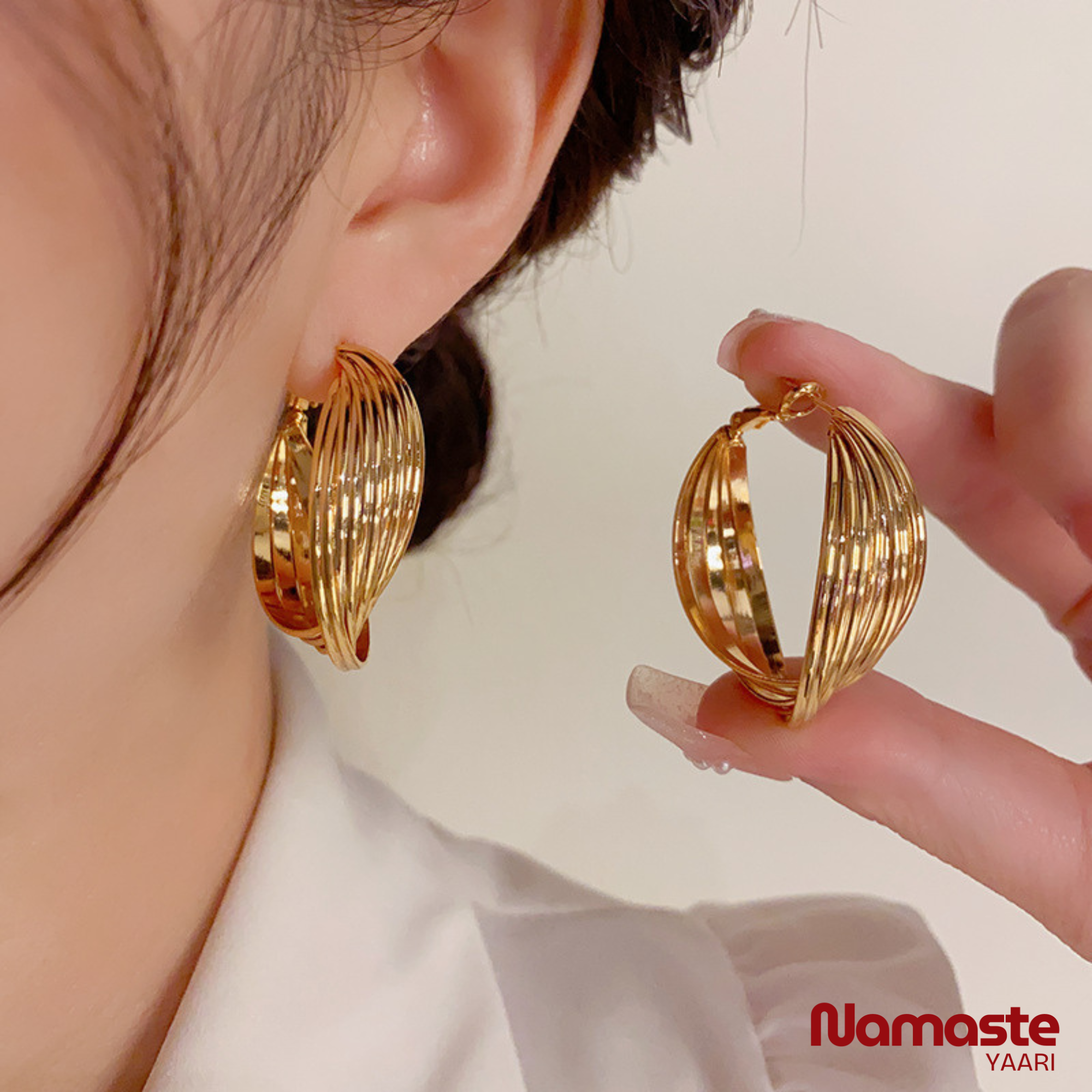 Gold Plated Multi Wire Hoop Earrings