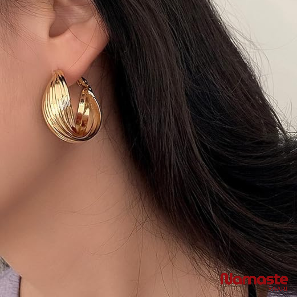Gold Plated Multi Wire Hoop Earrings
