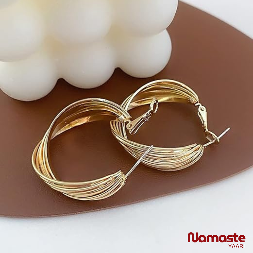 Gold Plated Multi Wire Hoop Earrings