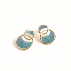 Blue Enamel Double Hoop Dangle