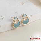 Blue Enamel Double Hoop Dangle