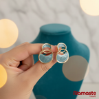 Blue Enamel Double Hoop Dangle