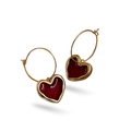 Red Heart Hoop Dangle Earrings