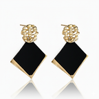 Black & Gold Geometric Dangle Earrings
