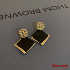 Black & Gold Geometric Dangle Earrings