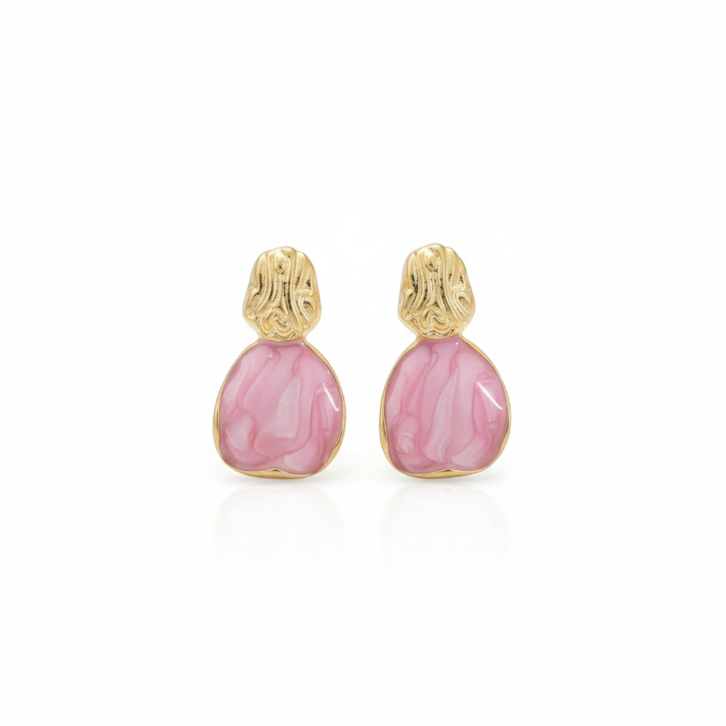 Pink Stone Gold Plated Studs