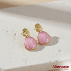Pink Stone Gold Plated Studs