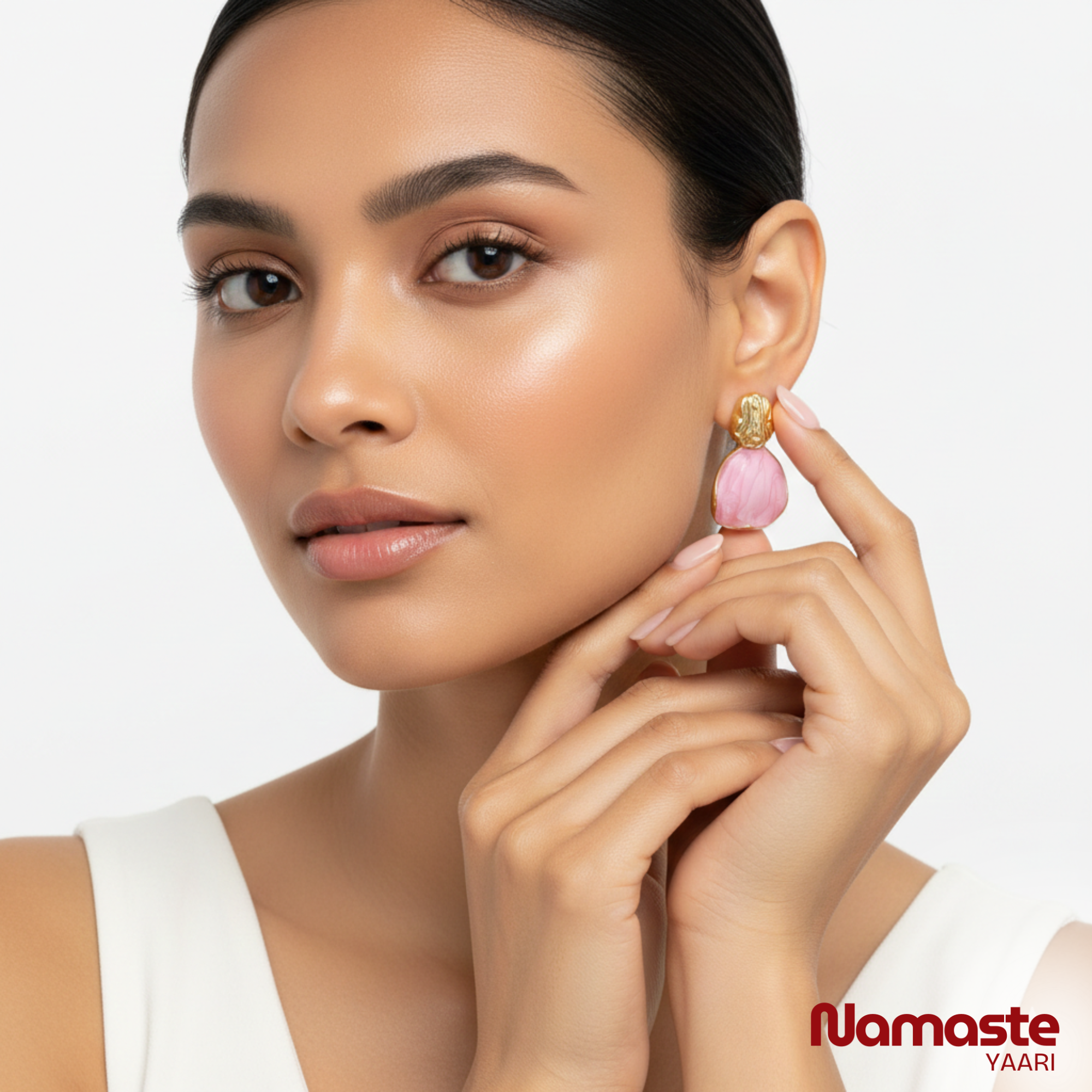 Pink Stone Gold Plated Studs