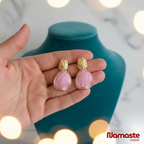 Pink Stone Gold Plated Studs