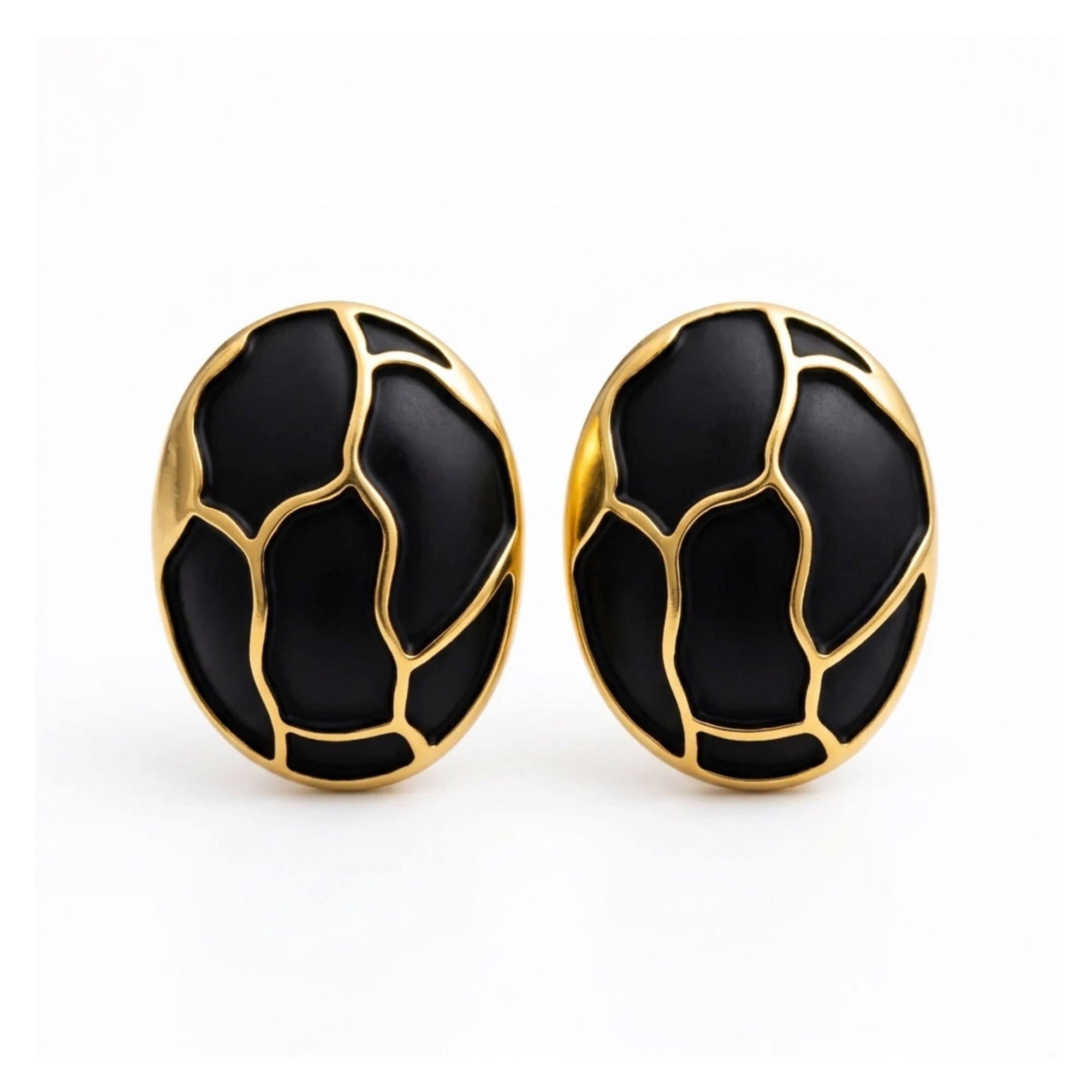 Gold Plated Oval Stud Earrings