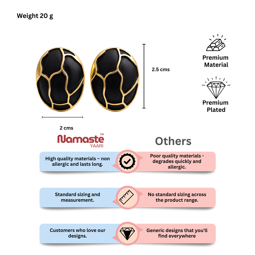 Gold Plated Oval Stud Earrings