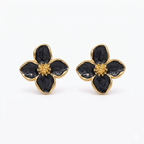 Black Floral Stud Earrings