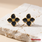 Black Floral Stud Earrings