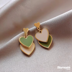 Dual Heart Dangle Earrings