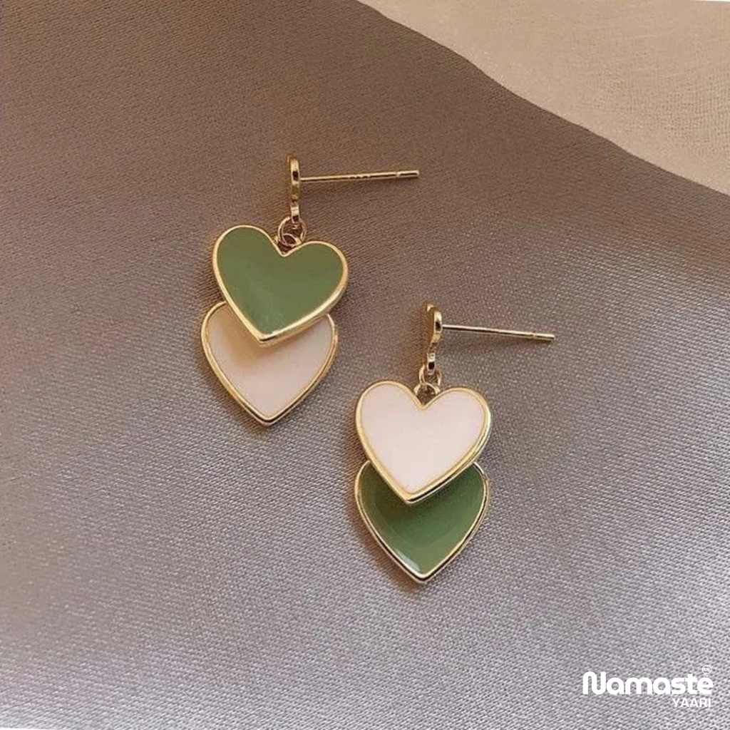 Dual Heart Dangle Earrings