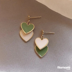 Dual Heart Dangle Earrings