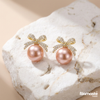Stylish Bow Pearl Studs