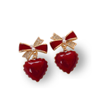 Red Heart Bow Drop Earrings