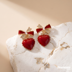 Red Heart Bow Drop Earrings