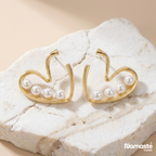 Gold Pearl Heart Earrings