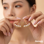 Gold Pearl Heart Earrings