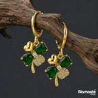 Green Clover Hoop Earrings