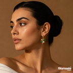 Green Clover Hoop Earrings