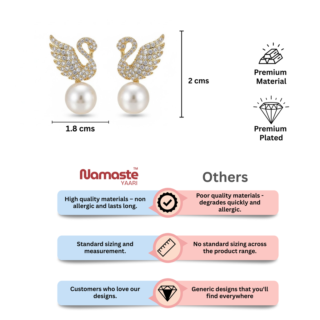 Swan Stud Pearl Earrings
